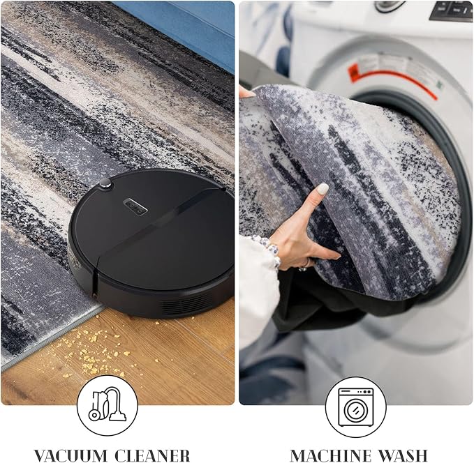 Modern Abstract Entryway Rug Indoor 2x3 Washable Rug Non-Slip Soft Small Area Rug Grey Black Multi Kitchen Mats Thin Print Faux Wool Floor Carpet Throw Rugs for Entrance Bedroom Home Decor