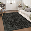 LIVEBOX Washable Area Rug 5x7 - Large Black Boho Living Room Rug Vintage Rugs for Bedroom, Lightweight Retro Carpet Floral Accent Rugs for Dining Room High Traffic Area