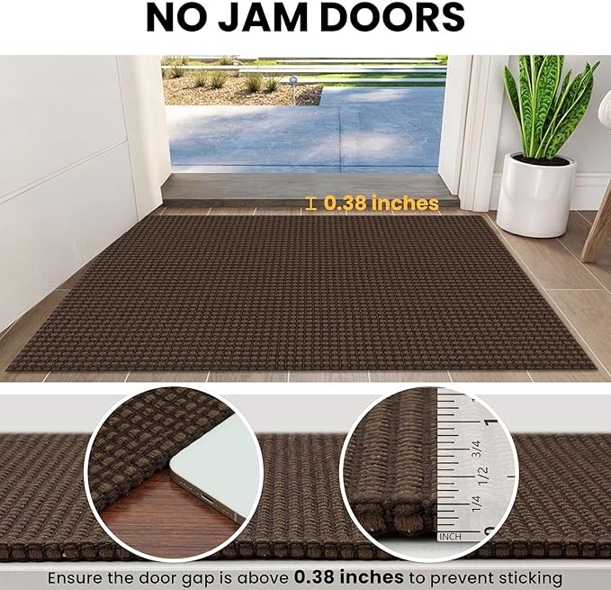 IOHOUZE Washable Runner Rug 2x5 Non Slip Runners for Hallways Entryway Runner Indoor, Kitchen Throw Rug Woven Cotton Floor Carpet for Hall Entrance Bedroom, Brown