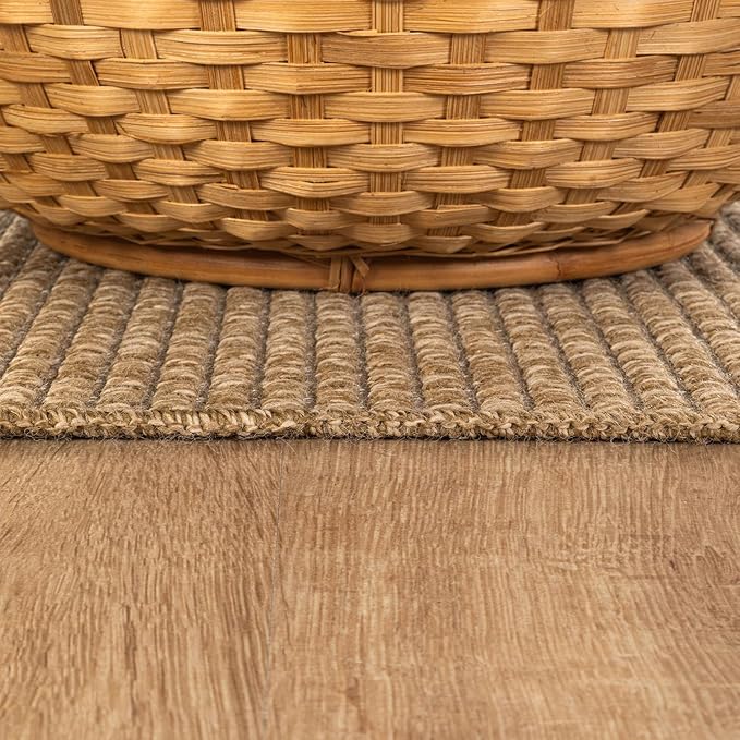 CAMILSON Easy Jute Rug 6x9, Indoor Outdoor Natural Color Farmhouse Area Rugs for Living Room Patio and Kitchen Rug, Solid Boho Woven Design, Easy-Cleaning, Washable Outside Carpet Alfombras (6 x 9)