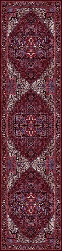 Fame Rugs Turkish Rug. Washable Vintage Oriental Antique Inspired Traditional Doormat Small Modern Area Rugs Luxury Entryway Entry Bedroom Bathroom Kitchen (398RR, 2'5 x 13'1)