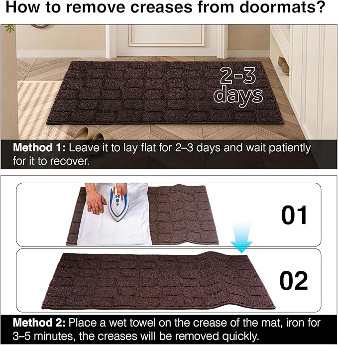 Front Door Mat Outside Entrance, Outdoor Indoor Door Mats for Entryway, Entrance, Entry, Patio, Waterproof Non Slip Doormat, Low-Profile, 20" × 31.5“, Coffee
