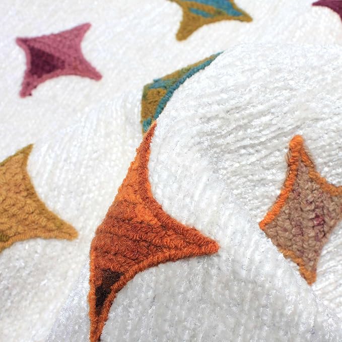 Alfa Rich 3x10 Moroccan White Area Rugs for Living Room Decor Washable Cotton Pet Friendly Runner