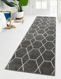 Unique Loom Trellis Frieze Collection Area Rug - Geometric (3' 3" x 16' 5" Runner Dark Gray/Ivory)