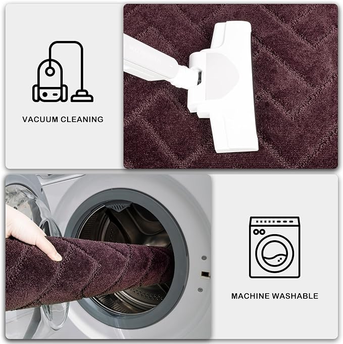 PURRUGS Dirt Trapping Door Mat 34" x 59", Non-Slip Machine Washable Entry Rug, Shoe Scraper, Dog Doormat, Super Absorbent Welcome Mat for Front & Back Door, Muddy Wet Shoes & Paws, Burgundy Red