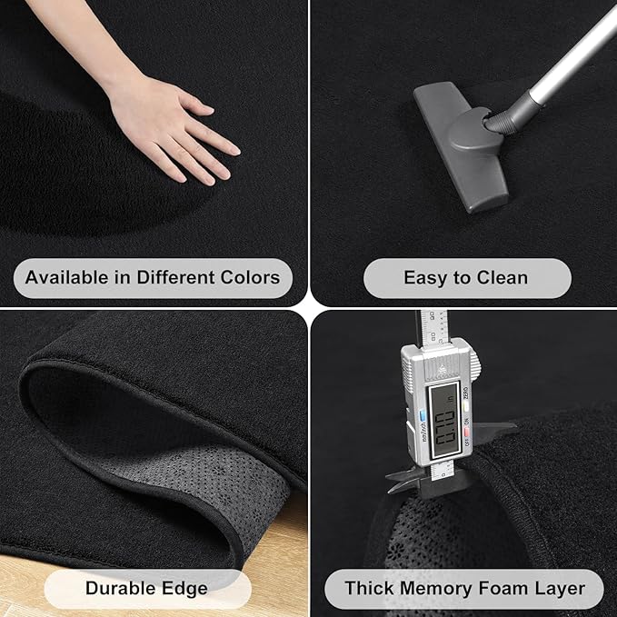 Amearea Modern Soft Hallway Runner Rug, 2x8 Feet Area Rug Runners for Hallways, Washable Runner Rugs, Non Slip Memory Foam Rug Black Runner Rugs Carpet for Entrance Kitchen Kids Room Decor