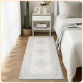 Istana Hallway Runner Rug 2x8 – Grey/White Cream Entryway Rug -Silk's Soft Touch Runners for Hallways - Stylish Kitchen Runner Rug Non Slip
