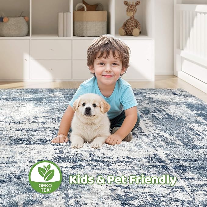 10X14 Area Rugs Living Room: Washable Large Abstract Soft Rug Stain Resistant Indoor Non-Slip Carpet for Men Modern Home Enthusiasts Aged 25-45 - High Traffic Areas - Bedroom Office Playroom