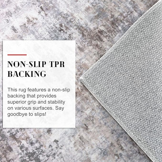 Modern Abstract 3x16 Runner Rug, Beige Grey Neutral Washable Long Kitchen Runner Non-Slip Soft Hallway Rug Runner Thin Print Faux Wool Floor Carpet for Hall Stair Entryway