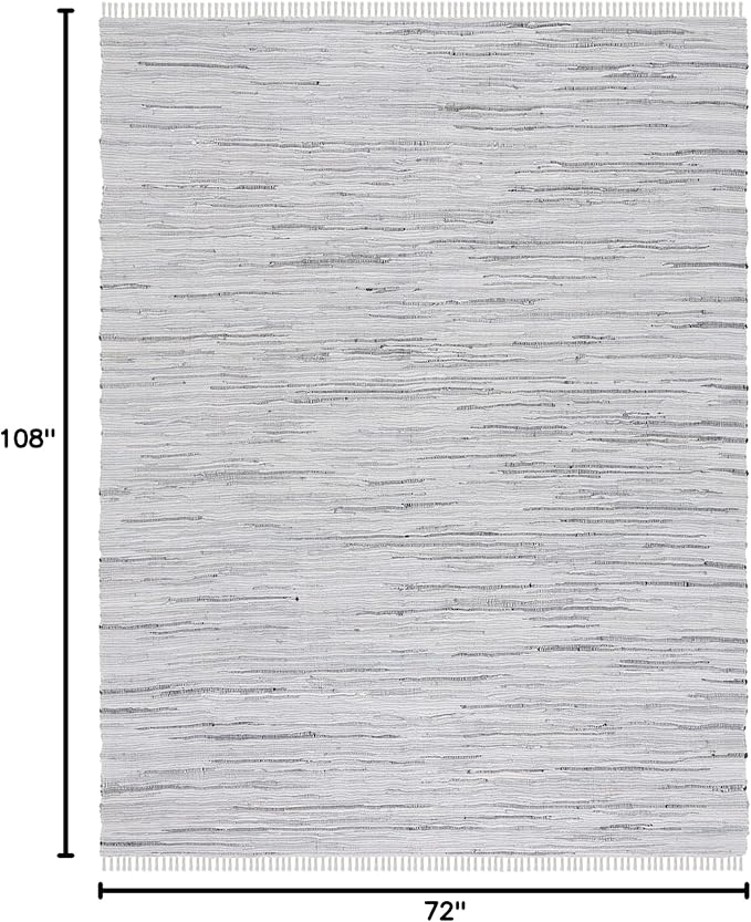 SAFAVIEH Rag Rug Collection Area Rug - 6' x 9', Grey, Handmade Boho Stripe Cotton, Ideal for High Traffic Areas in Living Room, Bedroom (RAR121A)