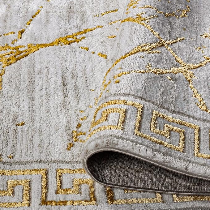 GLORY RUGS Area Rugs Marble 8x10 Cream Gold Carpet Modern Abstract Rug Living Room Dining Bedroom Rug