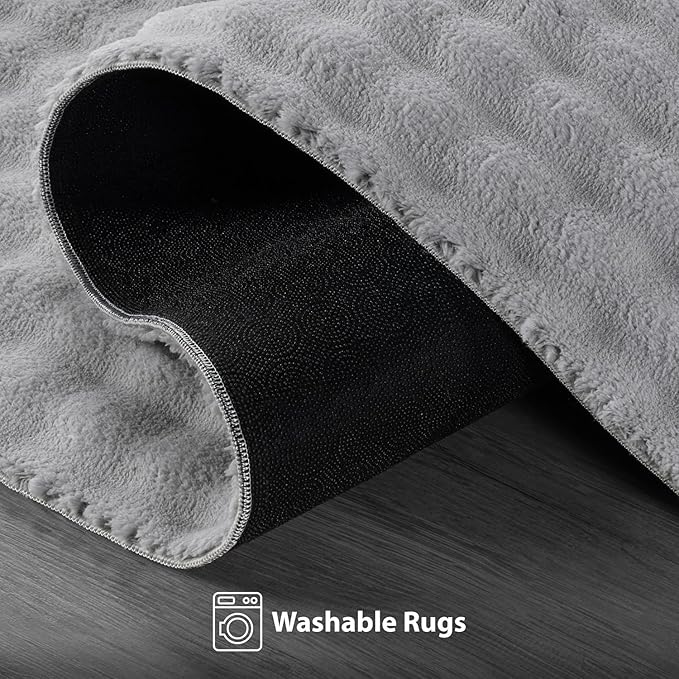 CAMILSON Modern Gray Non Slip Rug 4x6 Ultra Soft High Pile Area Rugs Non Skid Rubber Backing Durable & Easy to Clean Carpet for Living Room Bedroom Kids Room Indoor Use (4 x 6 Gray)