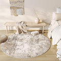 5x5 Washable Round Rug Brown Grey Abstract Living Room Bedroom Area Rug Neutral Modern Non Slip Soft Low Pile Indoor Carpet for Dining Room Office Entryway