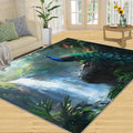 Peacock Rugs for Bedroom - 6x9 Rug, Peacock Decor Area Rugs for Living Room, Natural Landscapes Carpet, Waterfall Washable Area Mat, Aesthetics Carpet - Peafowl Home Decor & Gifts