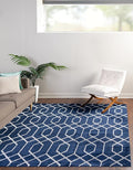 Unique Loom Marilyn Monroe Glam Collection Area Rug - Trellis (7' 10" Square, Navy Blue Silver/ Silver)