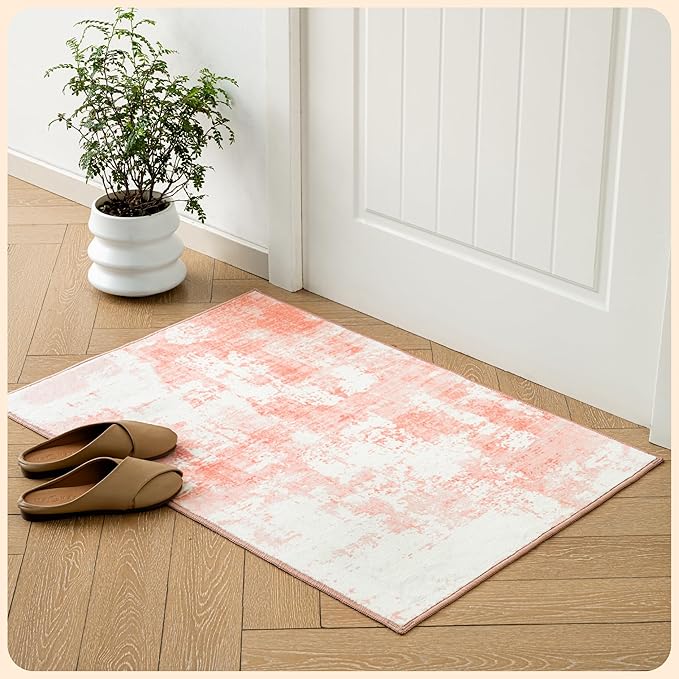 Istana 2x3 Area Rug - Pink Boho Rugs for Living Room 2x3 - Foldable Small Rugs for Bedroom - Stain Resistant Washable Rug Non Slip - Eco-Friendly Area Rugs Indoor - Easy to Clean Rug