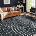 Lahome Moroccan Black Area Rugs 8x10 Living Room Non-Slip Backing Ultra-Thin Large Rug Throw Stain Resistant Dining Room Rugs for Under Table, Geometric Print Modren Soft Rug for Bedroom Office