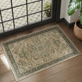 Vintage Distressed 2x3 Kitchen Rugs Washable Non Slip, Moody Medallion Door Mat Indoor Entrance Entryway, Small Low Pile Rugs for Bedroom/Bathroom Vanity/Laundry Room, Multi Brown/Slate Green