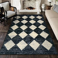Lahome Machine Washable Area Rug 6x9, Soft Large Bedroom Rug Non Slip Living Room Rugs Dining Room Rugs for Under Table, Moroccan Trellis Printed Black and White Indoor Carpet for Den Dorm Playroom