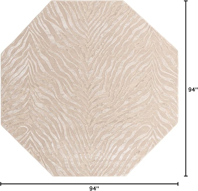 Unique Loom Finsbury Collection Area Rug - Meghan (7' 10" Octagon, Ivory Beige)