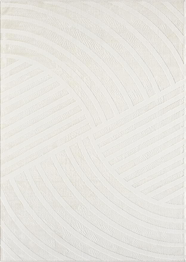 Abani Zen 5' x 8' Cream Rug – Neutral Modern Linear Pattern, Soft Area Rug for Living Room & Bedroom, Durable & Easy to Clean