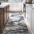 2x6 Runner Rug for Hallways Kitchen Modern Abstract Washable Runner Rug Blue Soft Non Slip Marble Carpet Runner for Laundry Entryway Bedroom Bathroom