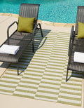 Unique Loom Outdoor Striped Collection Area Rug - Striped (5' 1" x 7' 1" Rectangle Green/Ivory)