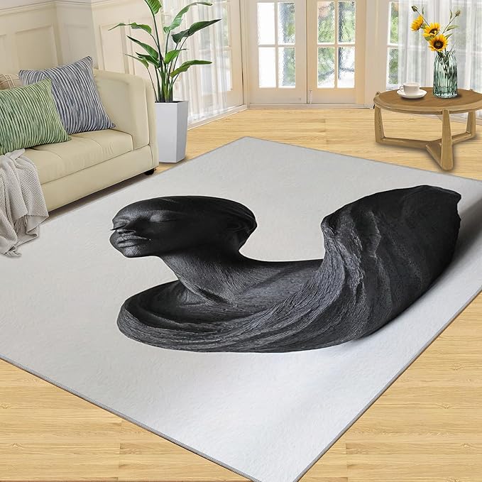 6x9 Sculpture Art Living Room Rug - 3D Portrait Bedroom Carpet, Female Bust Classroom Rug for Carpet Boy Bedroom Office Nursery Hardwood Home Decor