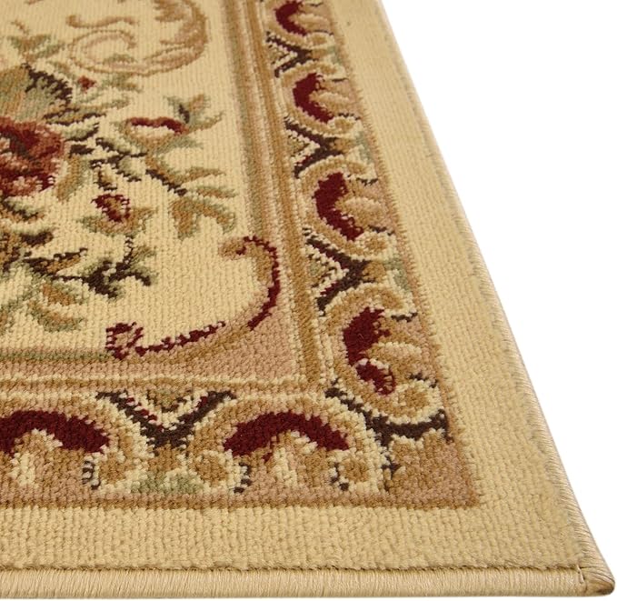 Rugs.com Chateau Collection Rug – 6 Ft Square Cream Medium Rug Perfect for Living Rooms, Kitchens, Entryways