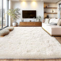Cream White Plush Rug for Living Room Fuzzy Carpet for Bedroom Dorm, Non-Slip High Pile Rug, Shag Rug for Playroom Nursery Home Office Decor 8X10 Ft