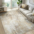 Washable Area Rugs 5'x7' Non-Slip Modern Abstract Soft for Living Room Entryway Bedroom Nursery, Print Pattern, Neutral Brown Gray