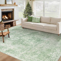 Area Rug 6x9 Washable Rug, Vintage Boho Medallion Rugs Non-Slip Soft Low Pile Large Distressed Rug Indoor Retro Carpet for Living Room Bedroom Dining Room Home Office (Sage Green, 6'x9')