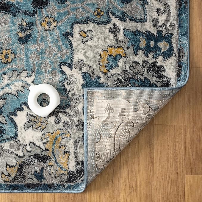 LUXE WEAVERS Moroccan Blue 8x10 Medallion Area Rug for Living Rooms