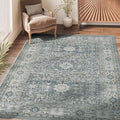 jinchan Area Rug 6x9 Washable Living Room Rug Vintage Distressed Gray Multi Floral Floor Cover Indoor Mat Retro Carpet Bedroom Kitchen Office Farmhouse Grey