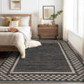 GarveeHome Machine Washable 5x7 Area Rugs Modern Bordered Living Room Rug Non Slip Checkered Geometric Bedroom Throw Carpet Soft Boho Rugs for Dining Room Nursery Home Office, Black