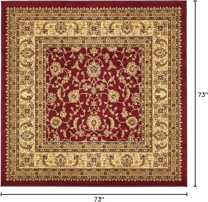 Unique Loom Voyage Collection Traditional Oriental Classic Intricate Design Area Rug (6' 0 x 6' 0 Square, Terracotta/Ivory)