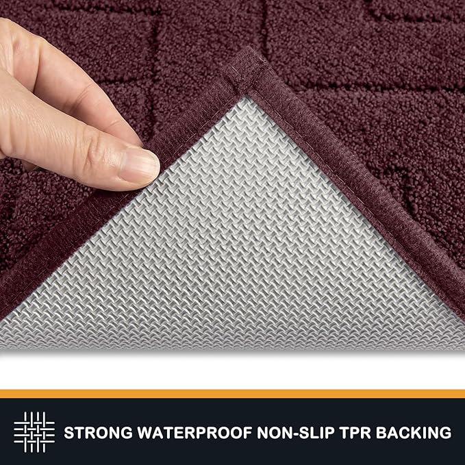 PURRUGS Dirt Trapping Door Mat 34" x 59", Non-Slip Machine Washable Entry Rug, Shoe Scraper, Dog Doormat, Super Absorbent Welcome Mat for Front & Back Door, Muddy Wet Shoes & Paws, Burgundy Red