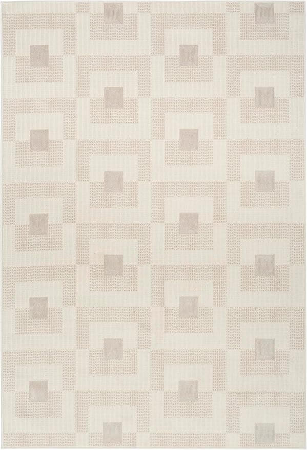 Nourison Home Nordic Ivory Beige 5' x 7' Area Rug - Easy Clean, Non Shedding, Bed Room, Living Room, Dining Room, Kitchen (5' x 7')