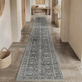 Black Runner Rug 3x12 Vintage Area Carpet Hallway Long Indoor Kitchen Washable Living Room Low Pile Traditional Distressed Retro Accent Throw Rug Non Slip Laundry Bathroom Office Dining Room