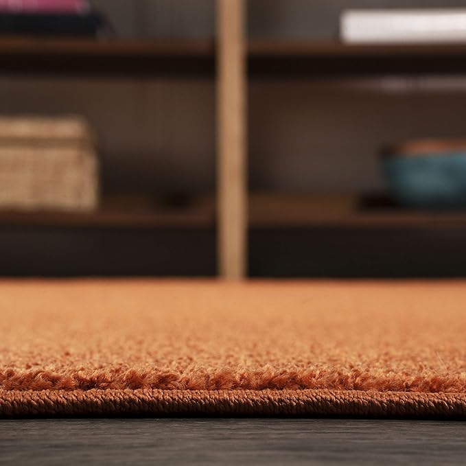 Eyely UES100M-6SQ Haze Solid Low-Pile Orange 6' Square Area Rug, Pet Friendly, Stain Resistant, Easy Cleaning, for Bedroom, Living Room, Kitchen