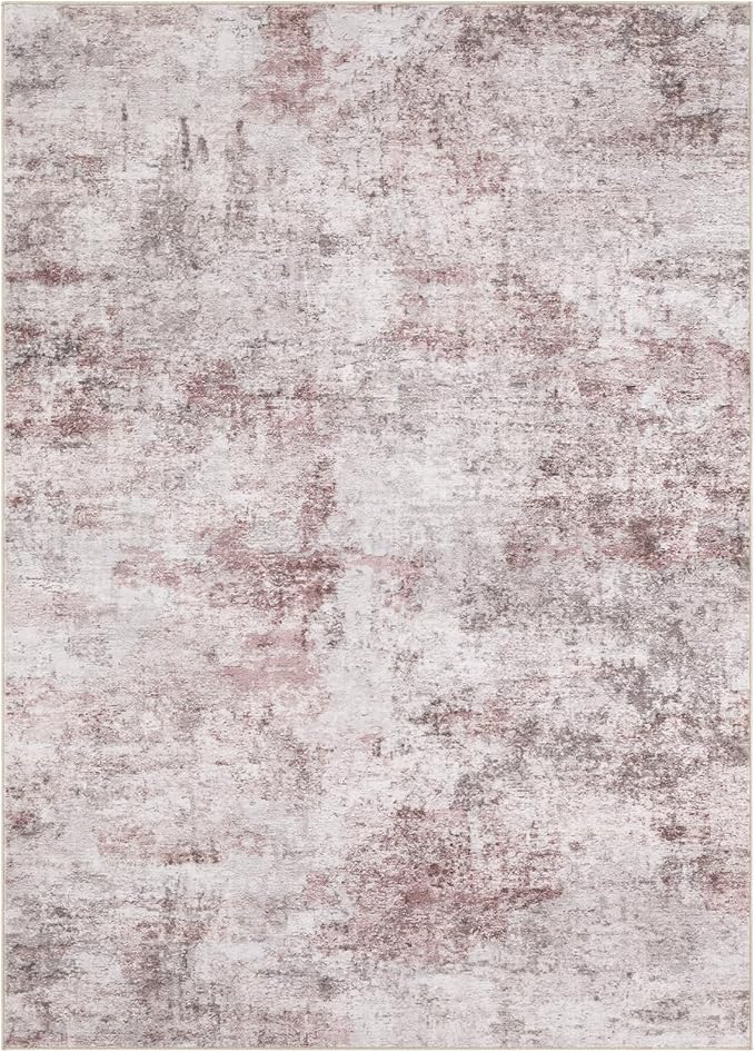 6x9 Area Rug Living Room Rugs - Washable Neutral Modern Abstract Soft Thin Large Rug Indoor Floor No Slip Rug Carpet for Bedroom Under Dining Table Home Office Decor - Pink