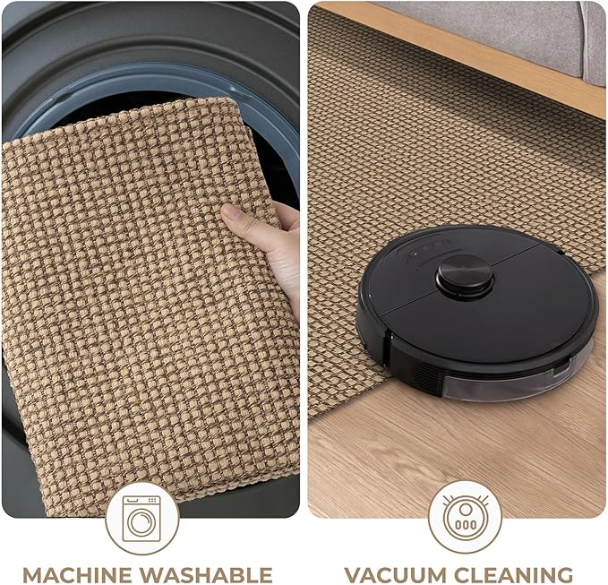 KOZYFLY Boho Runners for Hallways 2x5 ft Washable Kitchen Runner Non Slip Rubber Backed Hall Runners Cotton Entryway Runner Rugs Floor Carpet for Indoor Backdoor Bedroom Kitchen, Tan/Orange/Brown