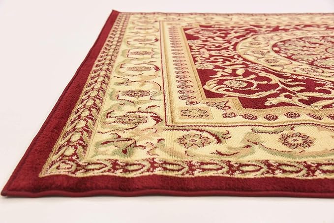 Unique Loom Versailles Collection Traditional Classic Medallion Floral Motif Area Rug (6' 0 x 6' 0 Square, Burgundy/ Ivory)