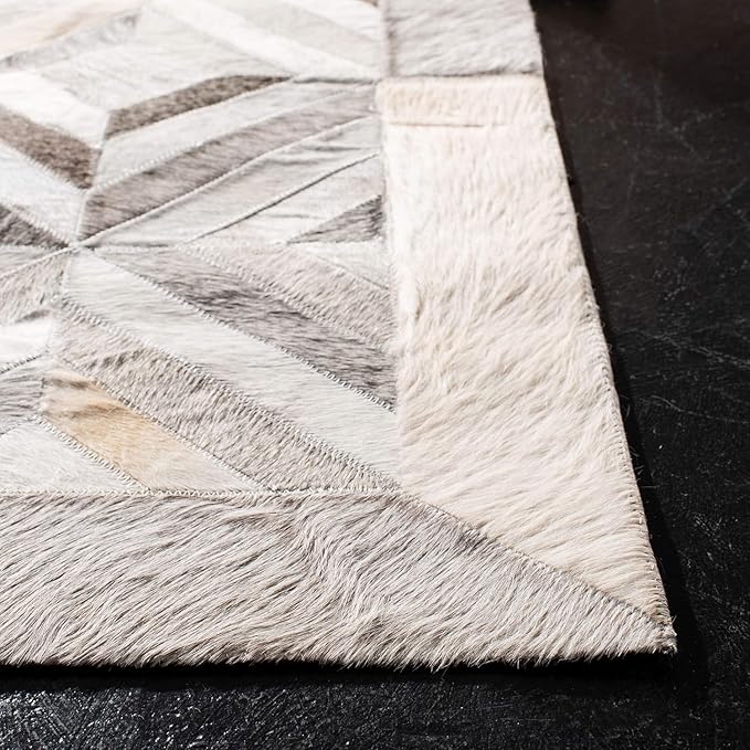 Premium Diamond Patterned Leather Area Rug - 2.5X4 ft - Silver- Luxury Non Slip Floor Accent for Dining Room, Living Room, Entryway, Elegant Collection Indoor Carpet