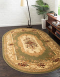 Unique Loom Versailles Collection Traditional Classic Floral Motif Area Rug (7' 11 x 10' 0 Oval, Green/Ivory)