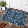 Lahome Moroccan Indoor Rugs for Entryway 2x3 Area Rug Non-Slip Backing Washable Inside Door Mats Low-Profile Throw Soft Rugs for Bathroom, Geometric Print Distressed Blue Rug for Kitchen Bedside