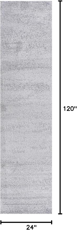 Eyely UES100K-210 Supersoft Haze Solid Low-Pile Indoor Runner Rug Casual;Contemporary;Solid;Traditional, Bedroom, Kitchen, Living Room, Easy-Cleaning, Non-Shedding, 2 X 10, Light Gray
