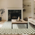 EVERGRACE Checkered Plaid Area Rug 9x12, Soft Faux Wool Rugs Washable Anti Slip Rugs Large Rug Carpet for Entryway Bedroom Living Room Hallway Kitchen Dining Room and Laundry Room, Olive Green