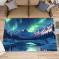 3x6 Snowy Mountains Bedroom Rug Under Bed - Aurora Borealis Kids Room Rugs, Polar Landscape Bedroom Runner Rug Soft Washable for Living Room Kitchen