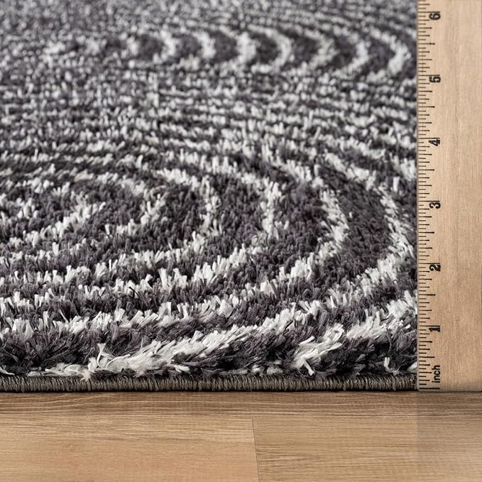 Rugshop Circles Arch Shag Area Rug Anthracite Dark Gray 2' x 3' Ideal for Entryways, Kitchens, or Small Spaces